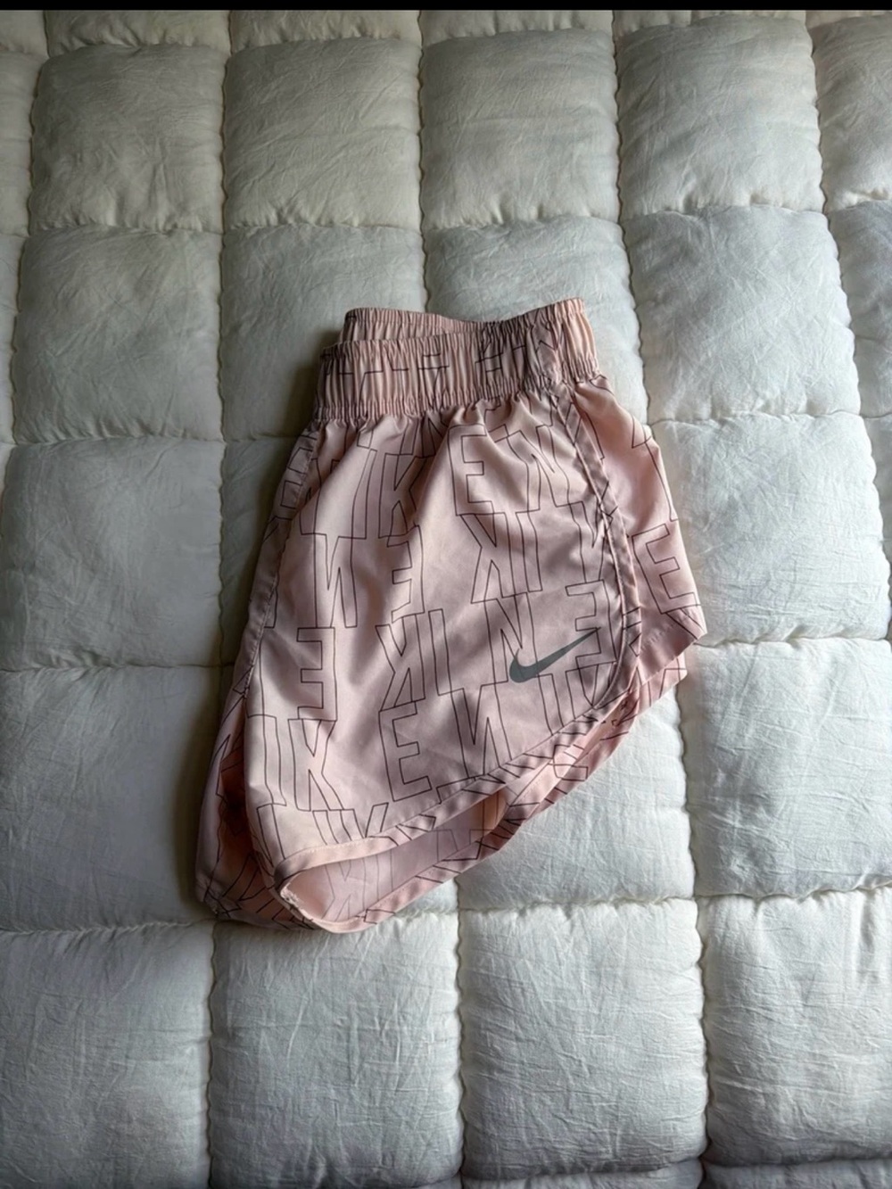 Nike Light Pink Women's Athletic Shorts with Allover Logo